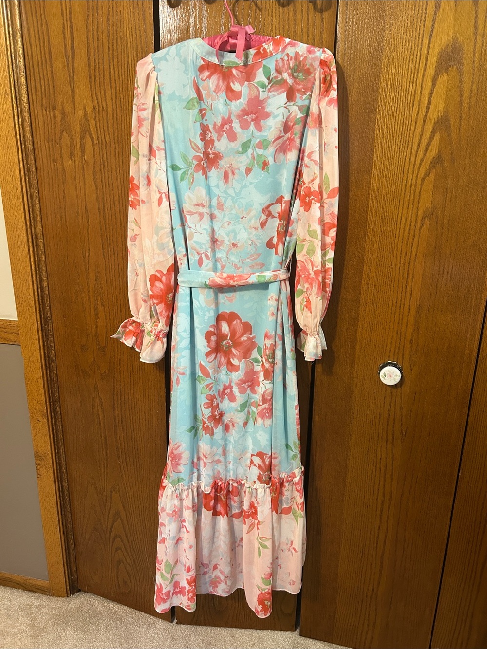 Flying tomato Floral Wrap Dress in Aqua and Pinks size medium - Picture 7 of 7